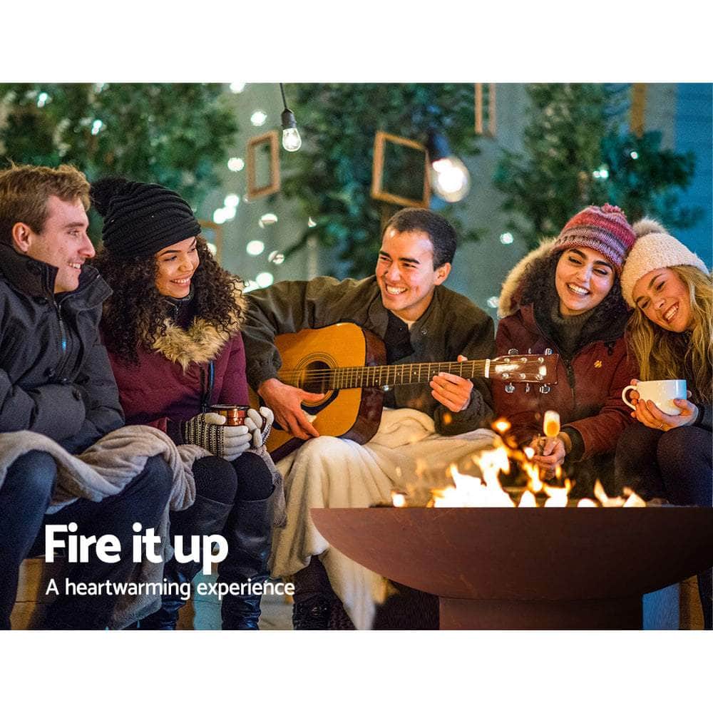 Grillz Rustic Fire Pit Vintage Campfire Wood Burner Rust Outdoor Iron Bowl 70CM