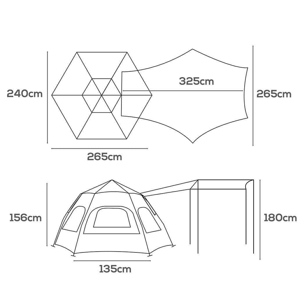 Ground Mat Included Pop-Up Tent for Family Camping