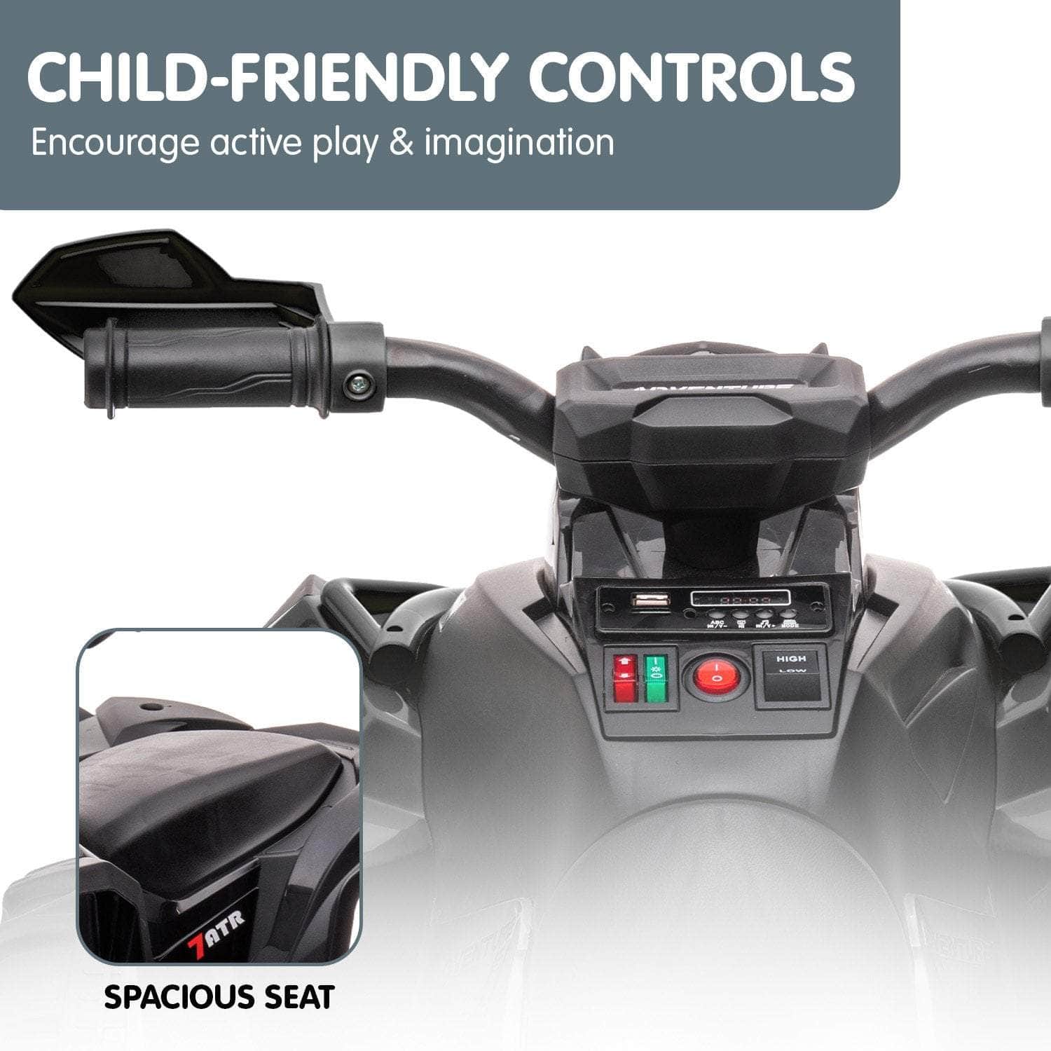 GTS99 Kids Toy Electric Ride On Quad Bike 50W ATV - Black | outdoor toys