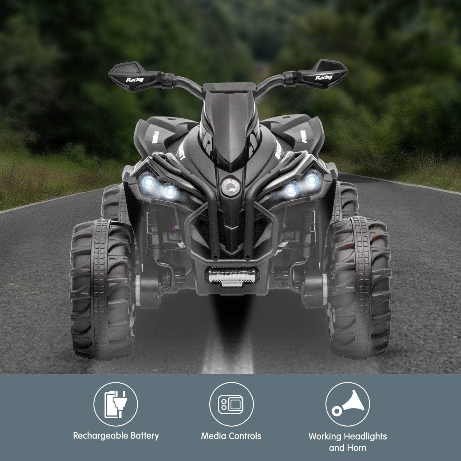 GTS99 Kids Toy Electric Ride On Quad Bike 50W ATV - Black | Black colour