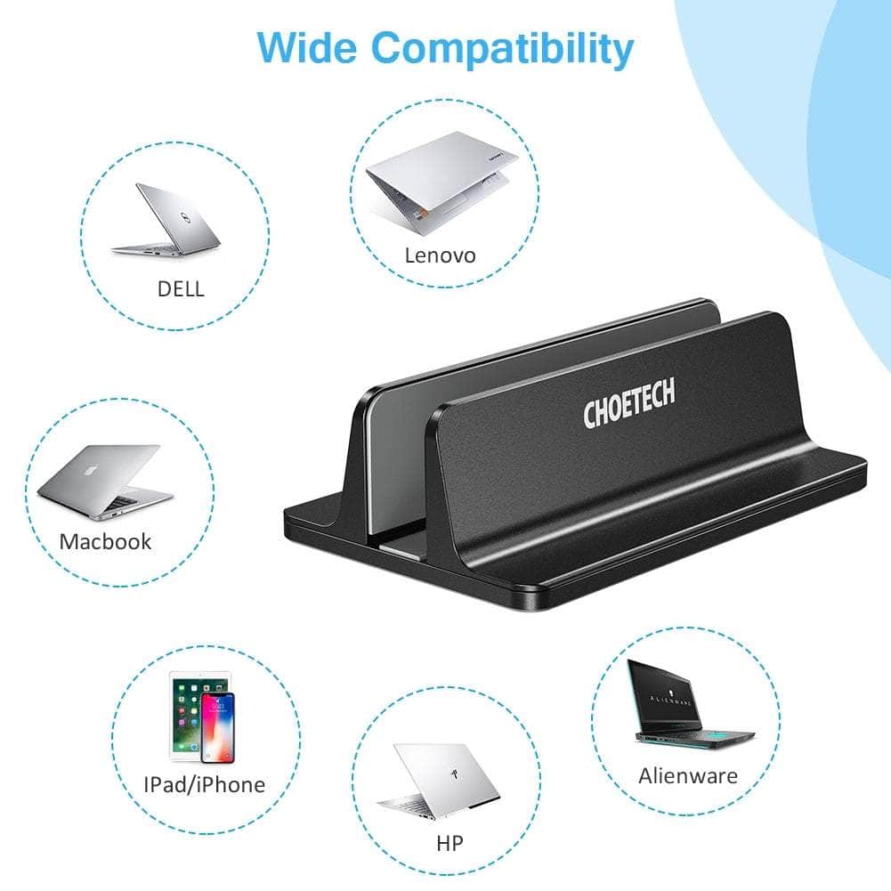 H038-Bk Desktop Aluminum Stand With Adjustable Dock Size For Laptops And Tablets