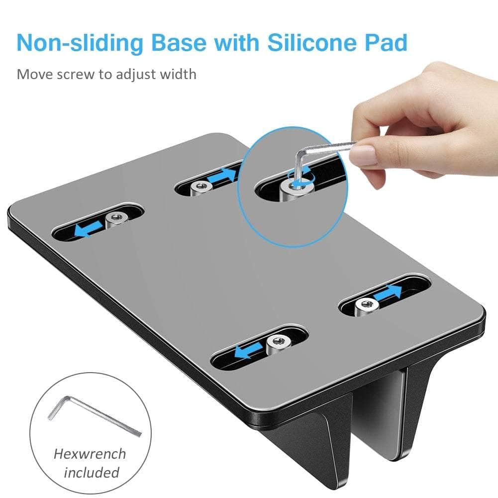 H038-Bk Desktop Aluminum Stand With Adjustable Dock Size For Laptops And Tablets