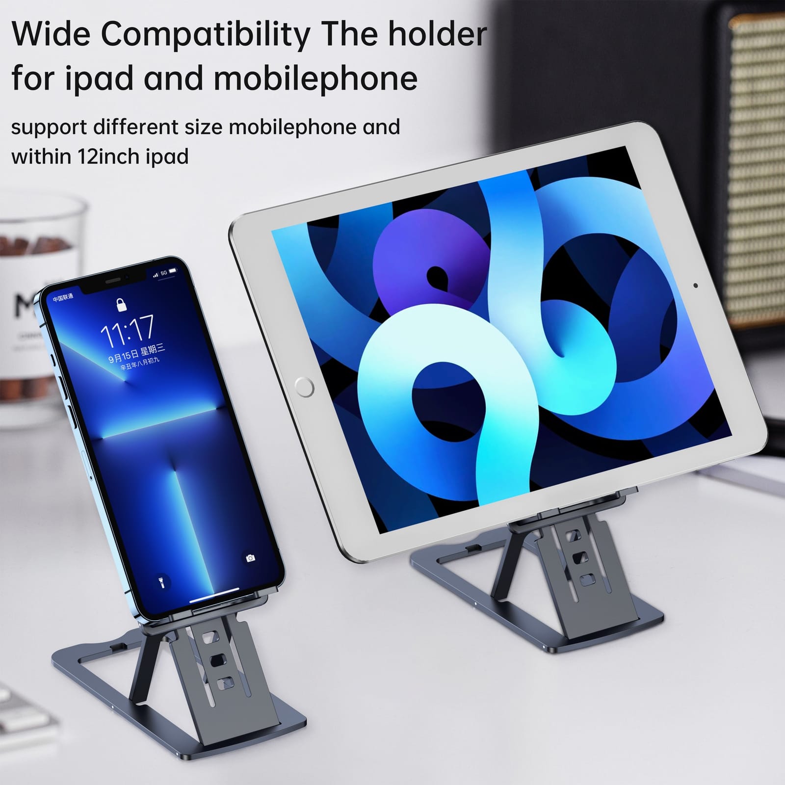 H064-Gy Foldable Phone Holder with Camp Furniture