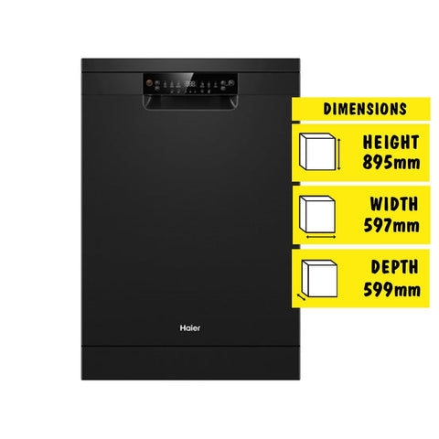 Haier 15-Place Setting Freestanding Dishwasher (Black)