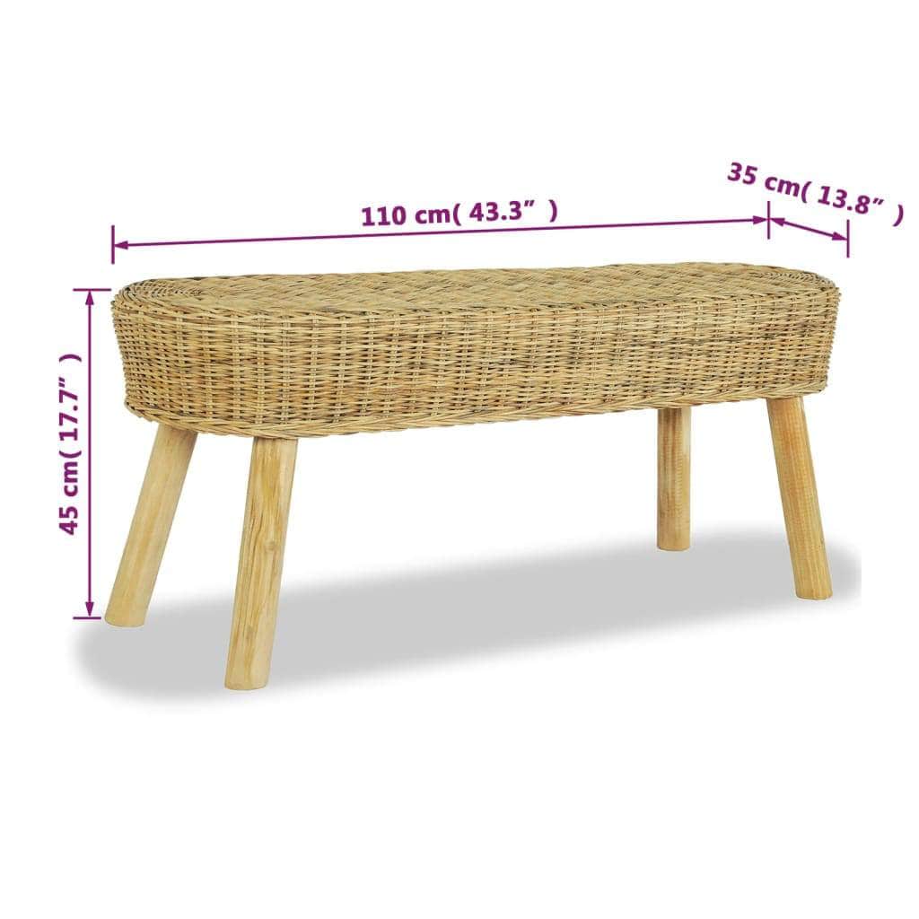 Hall Bench Natural  Rattan
