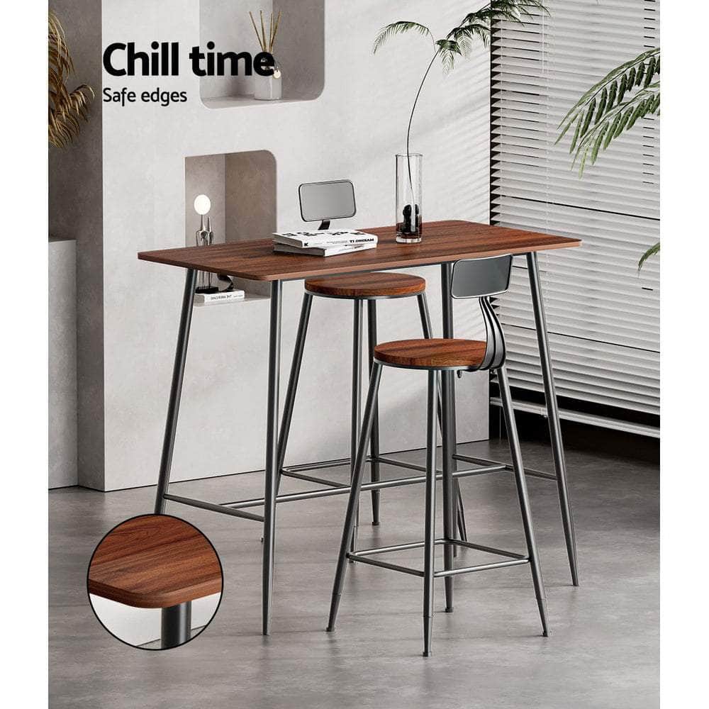 Industrial High Wood Bar Table Perfect for Dining, Kitchen, and Pub Environments | Wood finish