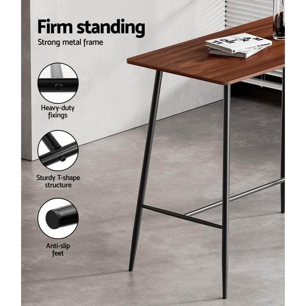 Industrial High Wood Bar Table Perfect for Dining, Kitchen, and Pub Environments, Wood finish