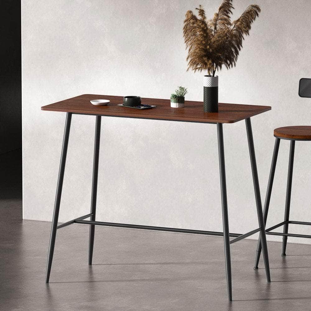 Industrial High Wood Bar Table Perfect for Dining, Kitchen, and Pub Environments with Dining Tables