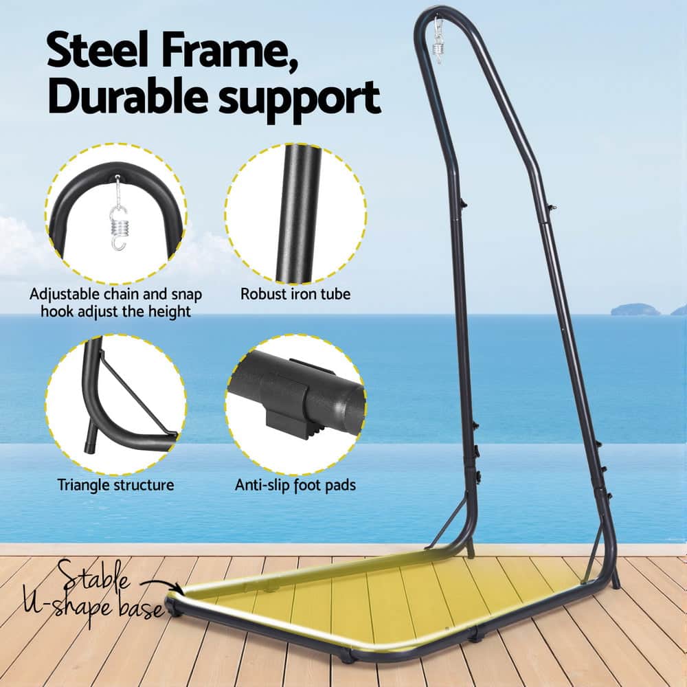 Hammock Chair Stand Heavy Duty Steel Frame Black