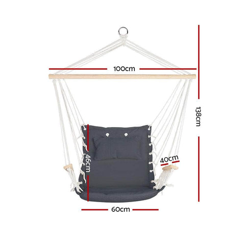 Hammock Chair Hanging With Armrest Camping Hammocks Grey