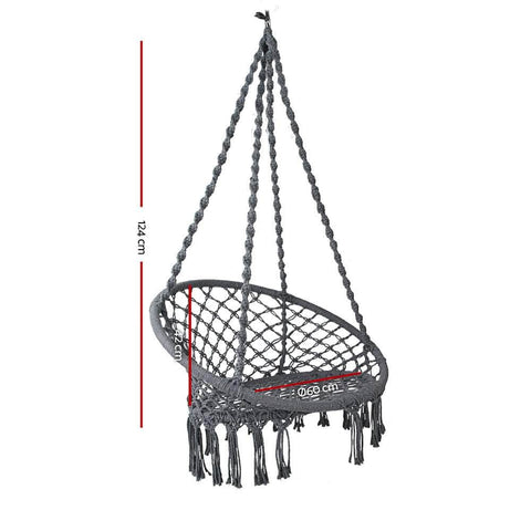 Hammock Chair Outdoor Hanging Macrame Cotton Indoor Grey