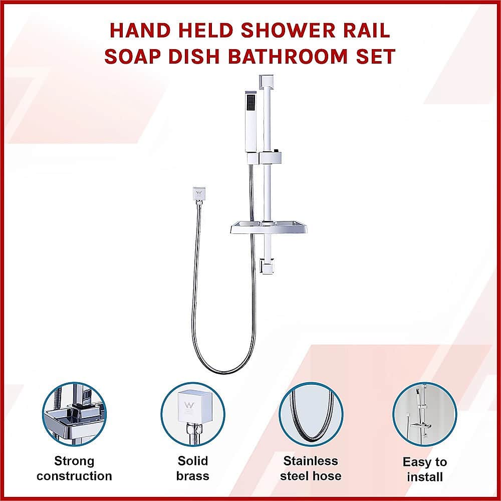 Hand Held Shower Rail Soap Dish Bathroom Set
