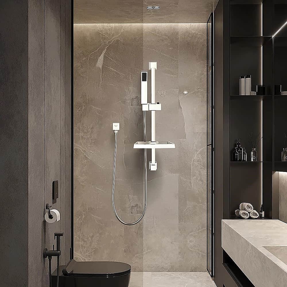 Hand Held Shower Rail Soap Dish Bathroom Set