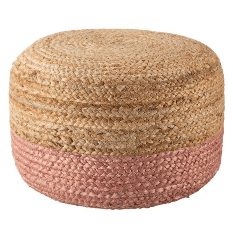 Handcrafted Jute Cotton Pouf Ottoman - Versatile and Comfortable