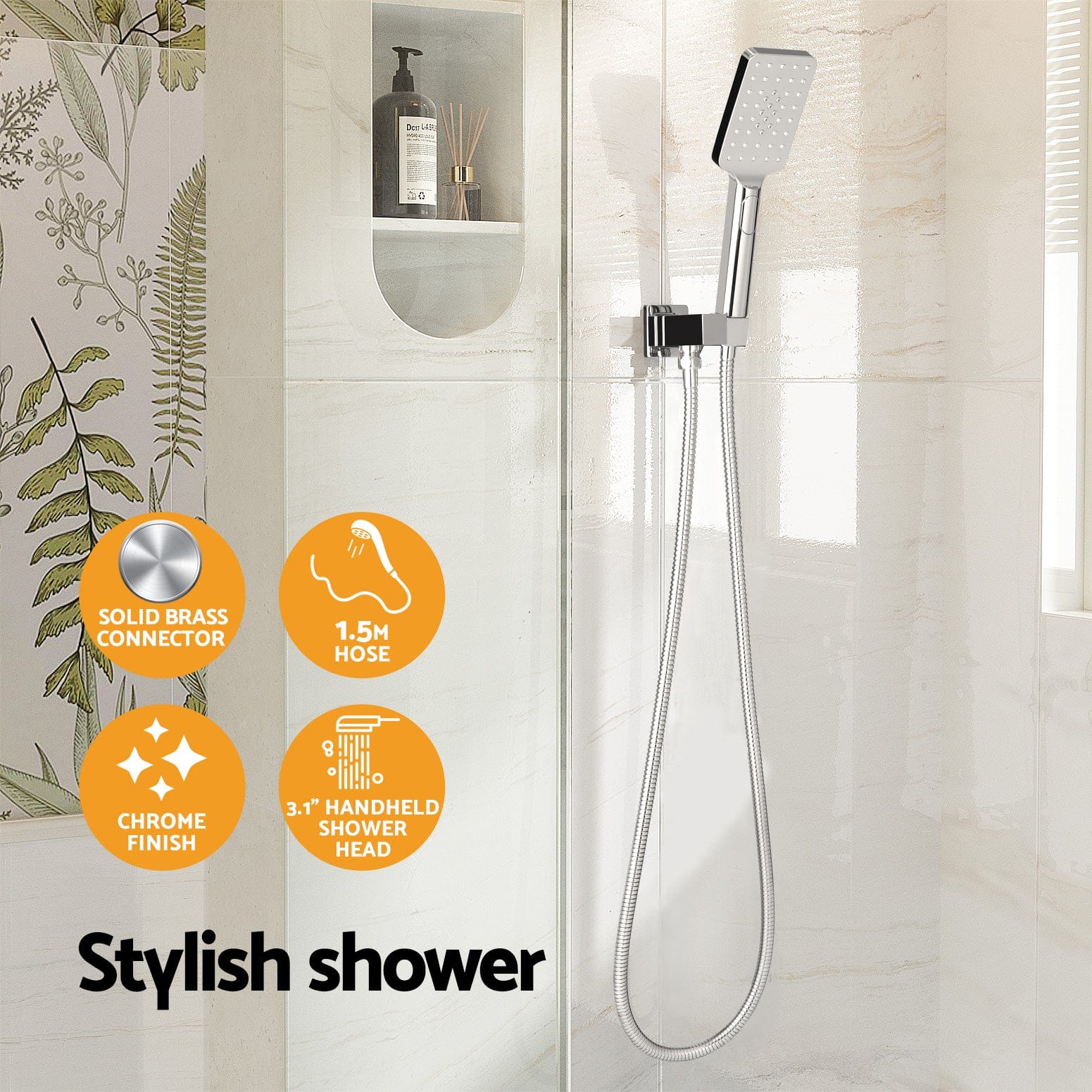Handheld Shower Head Holder 3.1'' High Pressure Black/Silver, Black colour - photo 16