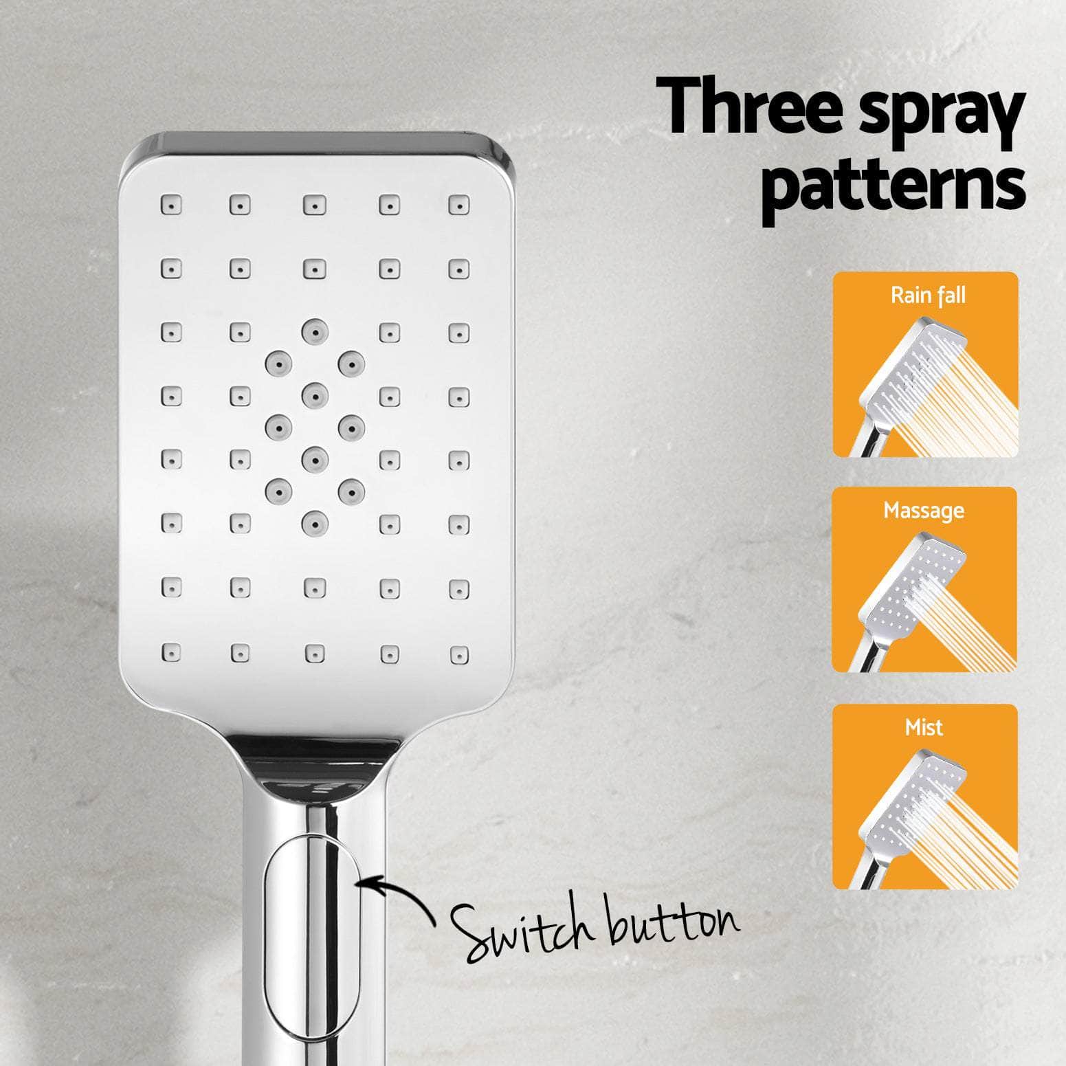 Handheld Shower Head Holder 3.1'' High Pressure Black/Silver
