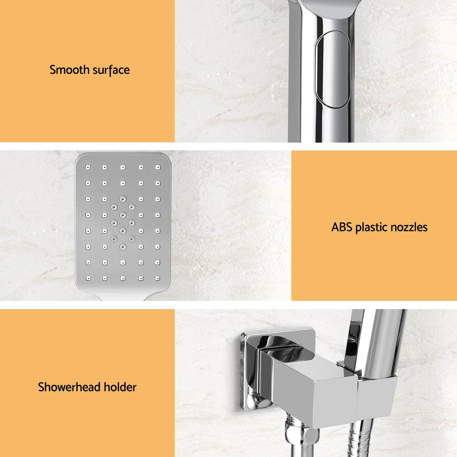 Handheld Shower Head Holder 3.1'' High Pressure Black/Silver