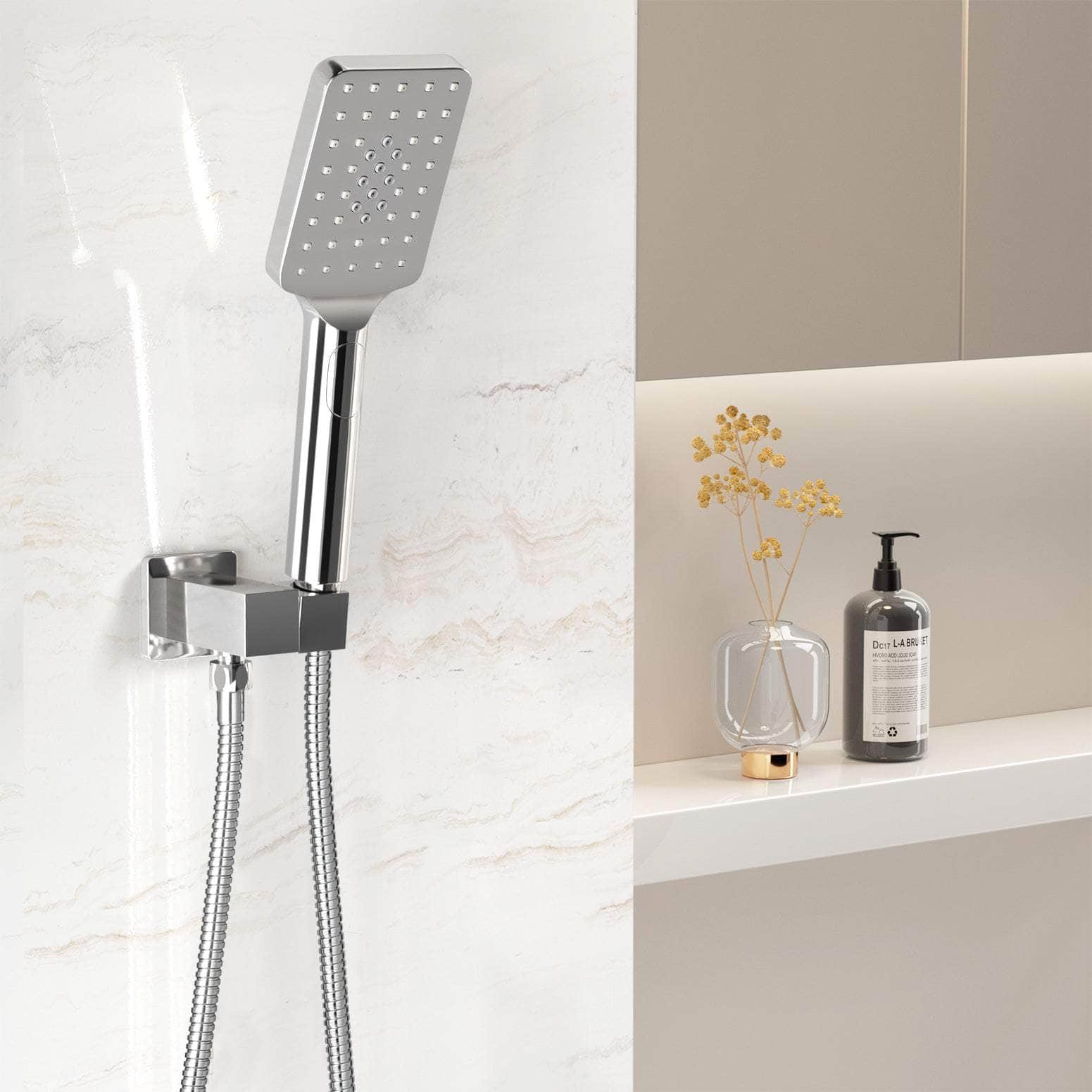 Handheld Shower Head Holder 3.1'' High Pressure Black/Silver