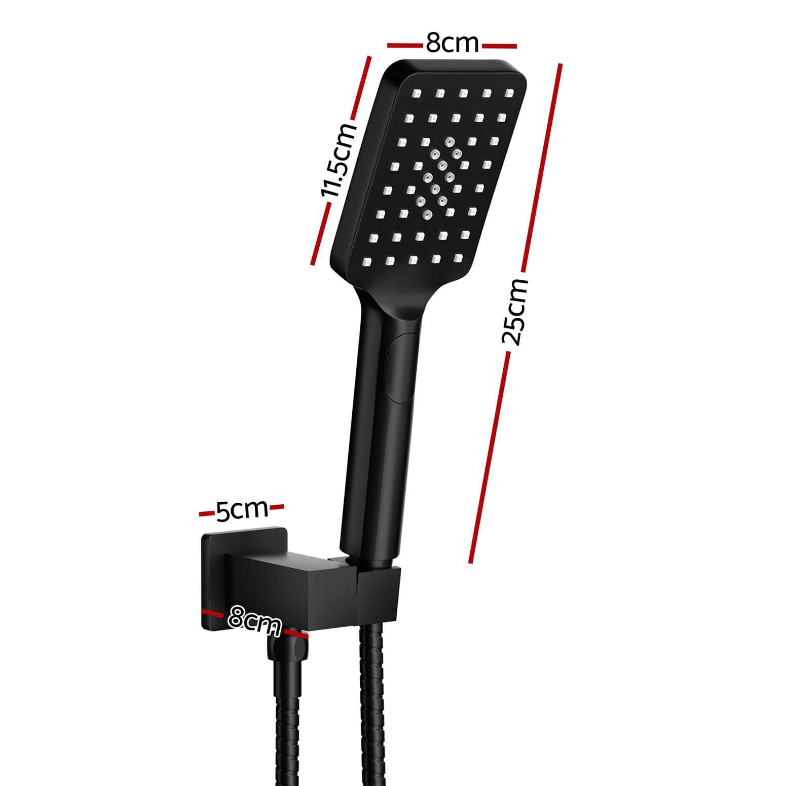 Handheld Shower Head Holder 3.1'' High Pressure Black/Silver
