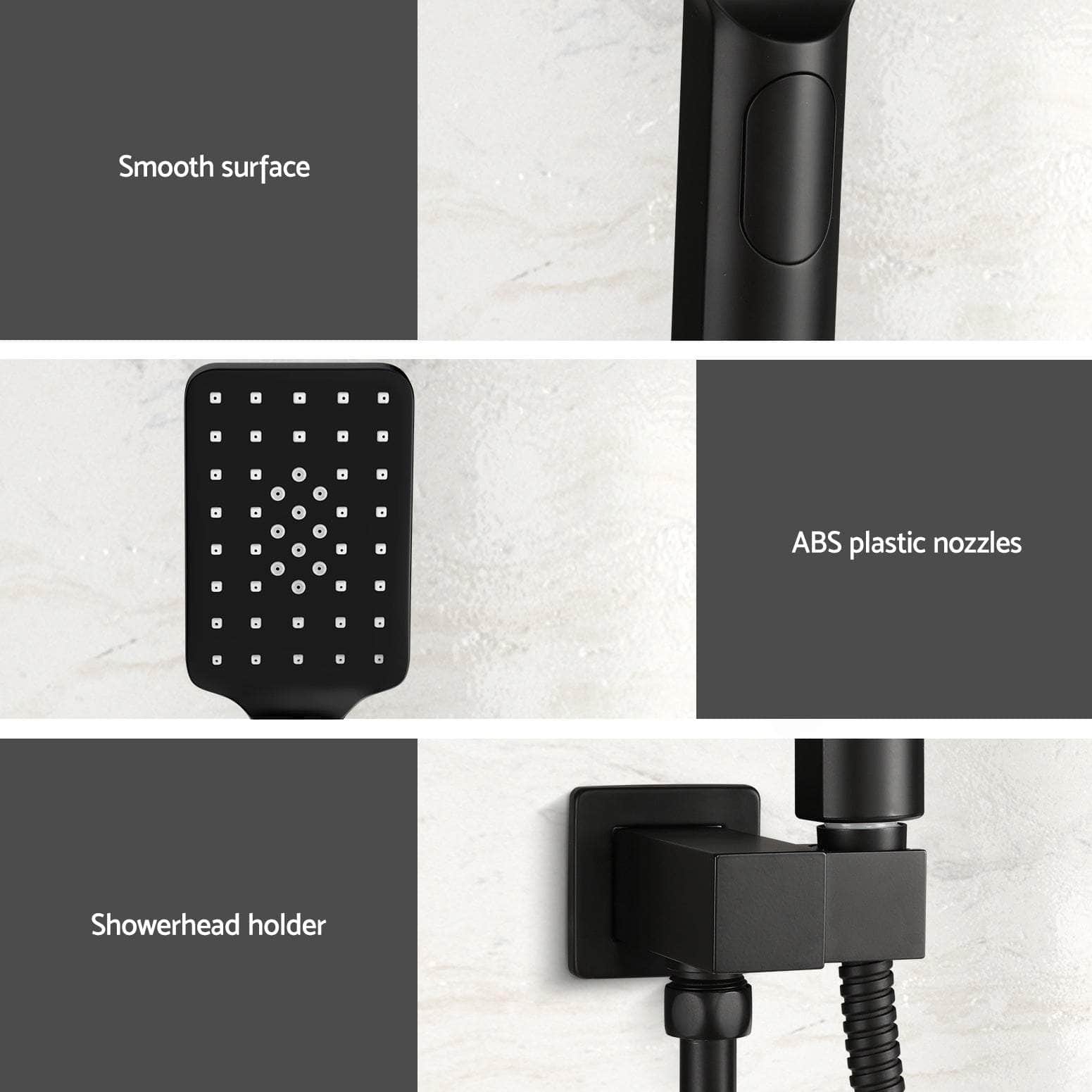 Handheld Shower Head Holder 3.1'' High Pressure Black/Silver