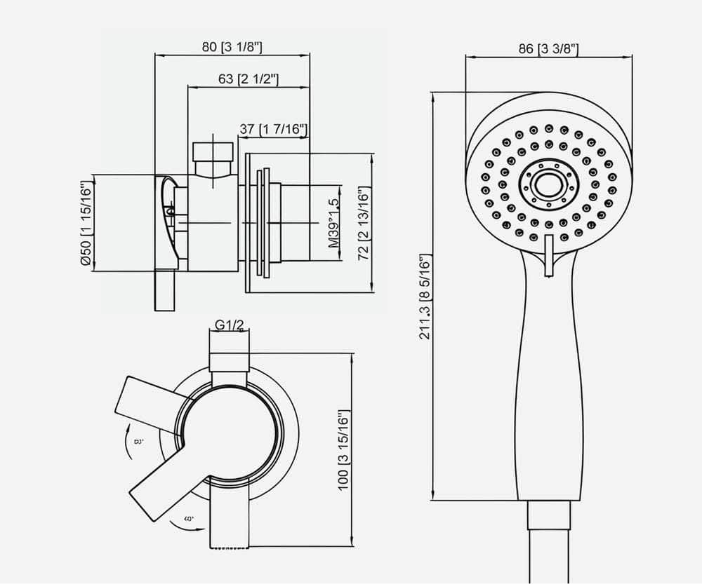 Handheld Shower Head Set With Mixer Caravan Motorhome 3-Mode Shower WELS