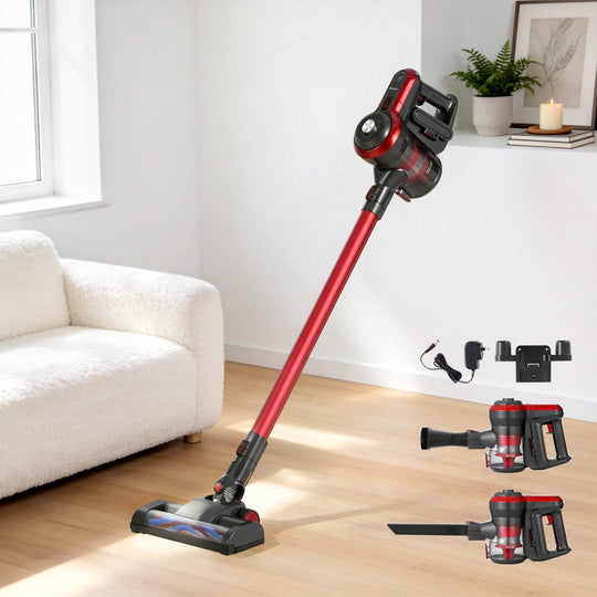 Durable Devanti Cordless Vacuum Cleaner - 250W Red | Handheld Stick Handstick Brushless