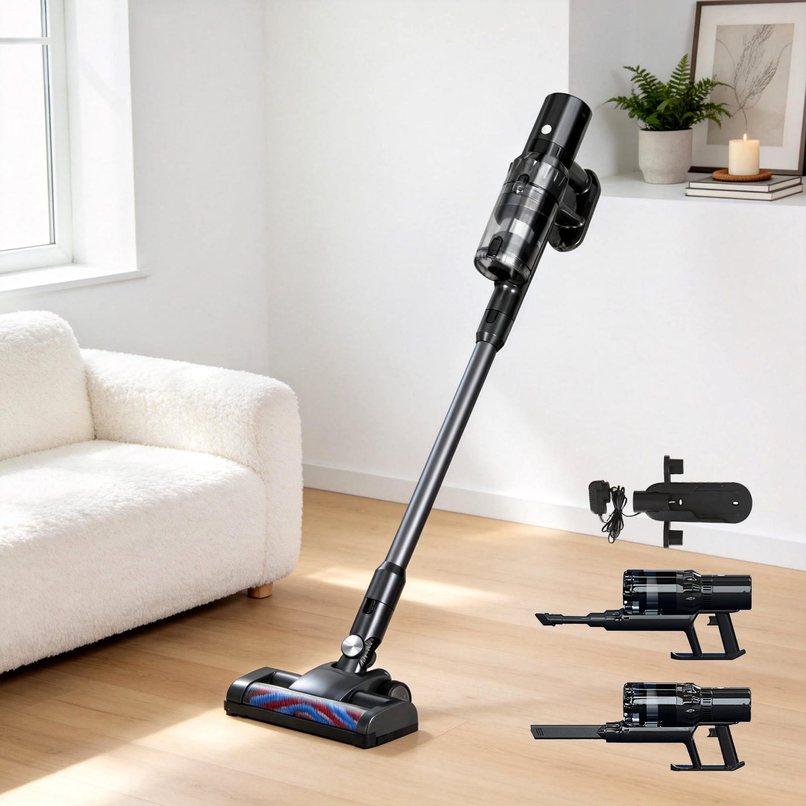 Heavy-Duty Cordless Vacuum Cleaner - 350W, Handheld Stick