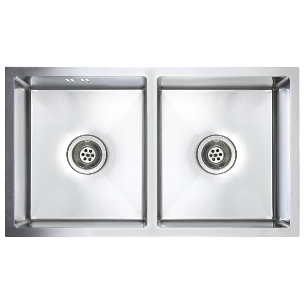 Handmade Kitchen Sink with Overflow Hole Stainless Steel