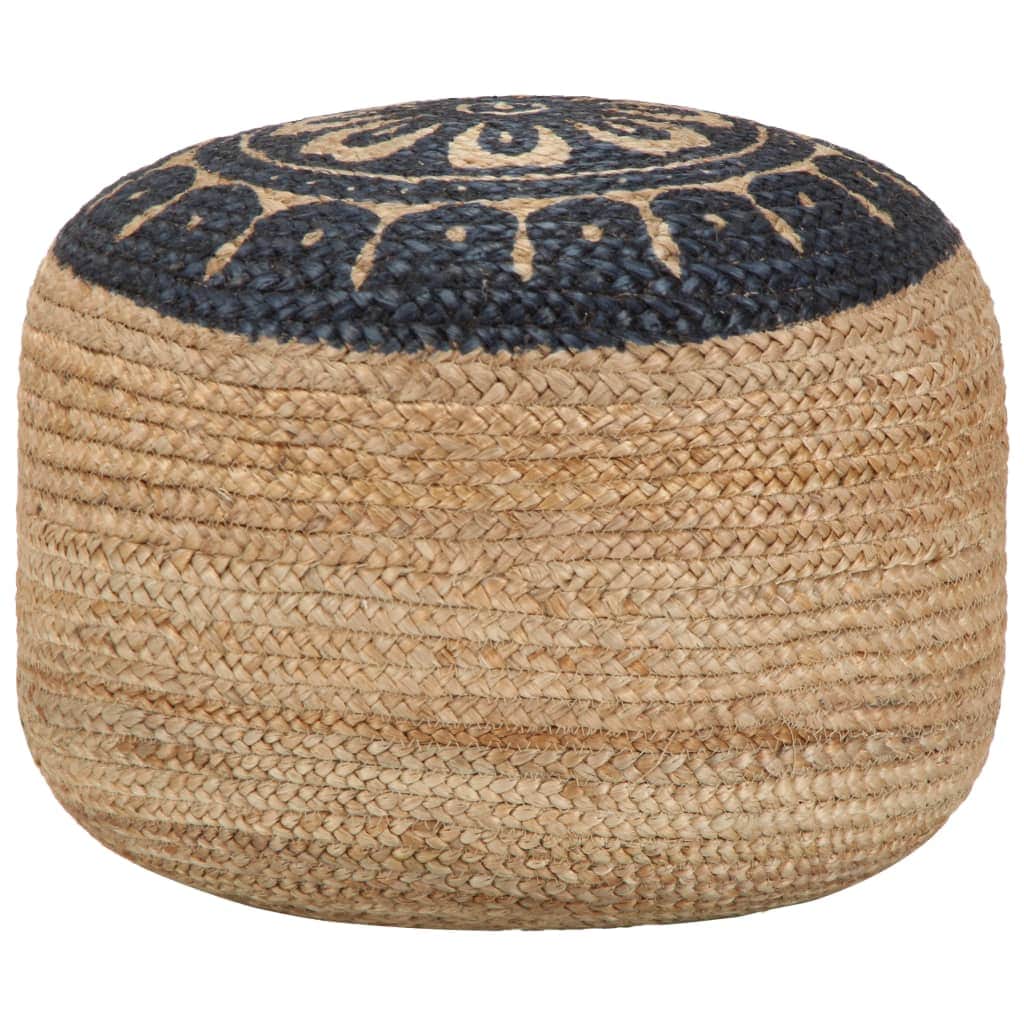 Handmade Pouffe Blue Jute