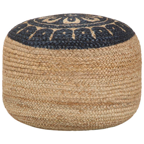 Handmade Pouffe Blue Jute