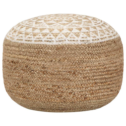 Handmade Pouffe White Jute