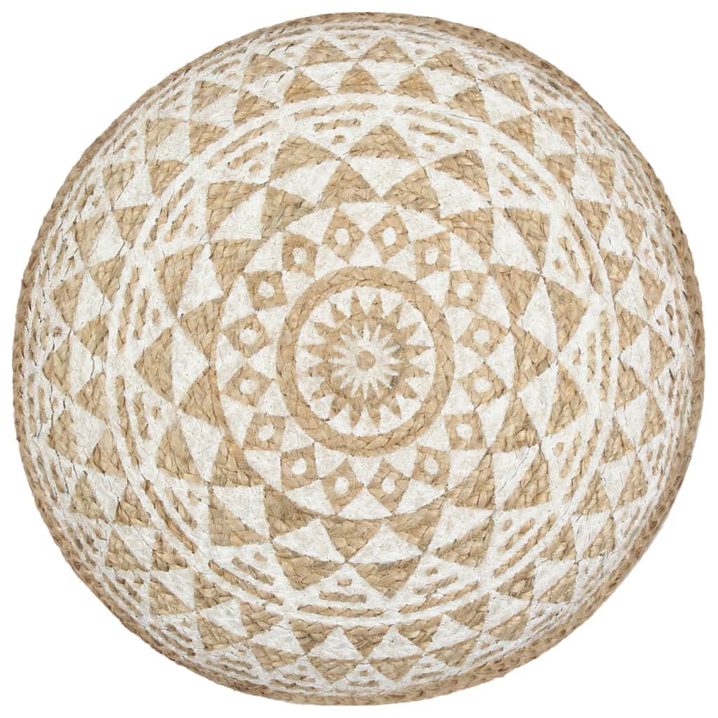 Handmade Pouffe White Jute