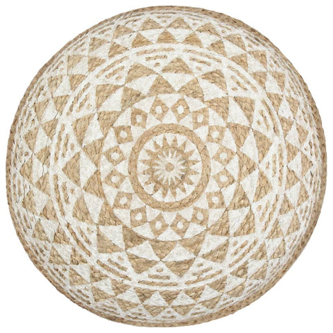 Handmade Pouffe White Jute