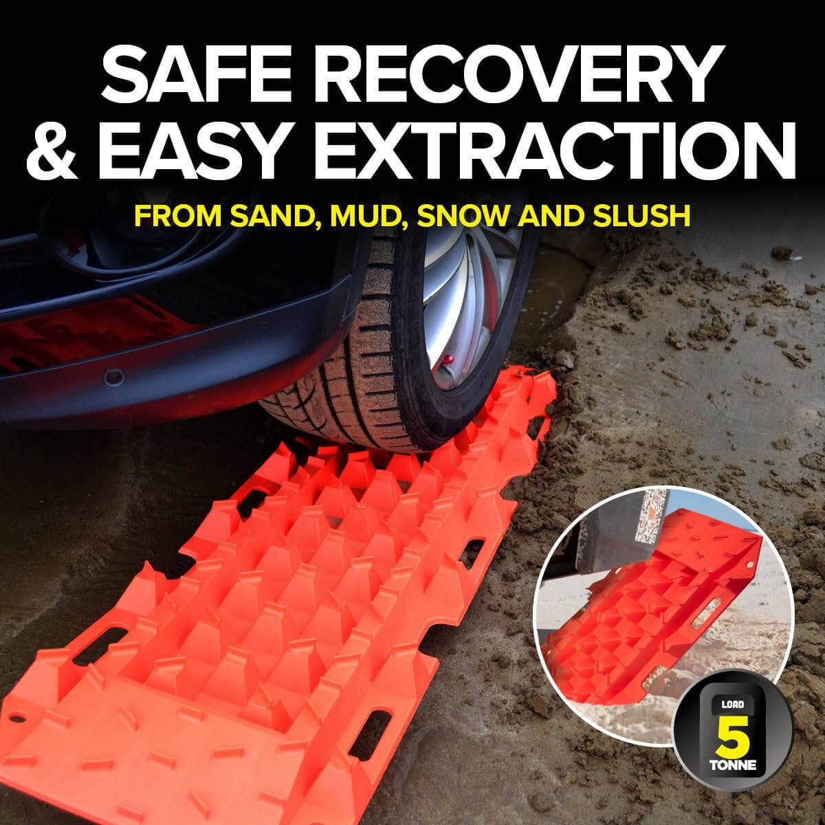 Handy Automotive 2Pce Recovery Tracks Double Edged Design Mud Sand 5 Ton Load