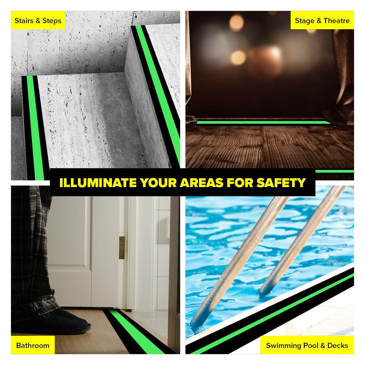 Handy Hardware 12Pce Grip Tape 8 Hour Glow In The Dark Grit Surface 5M