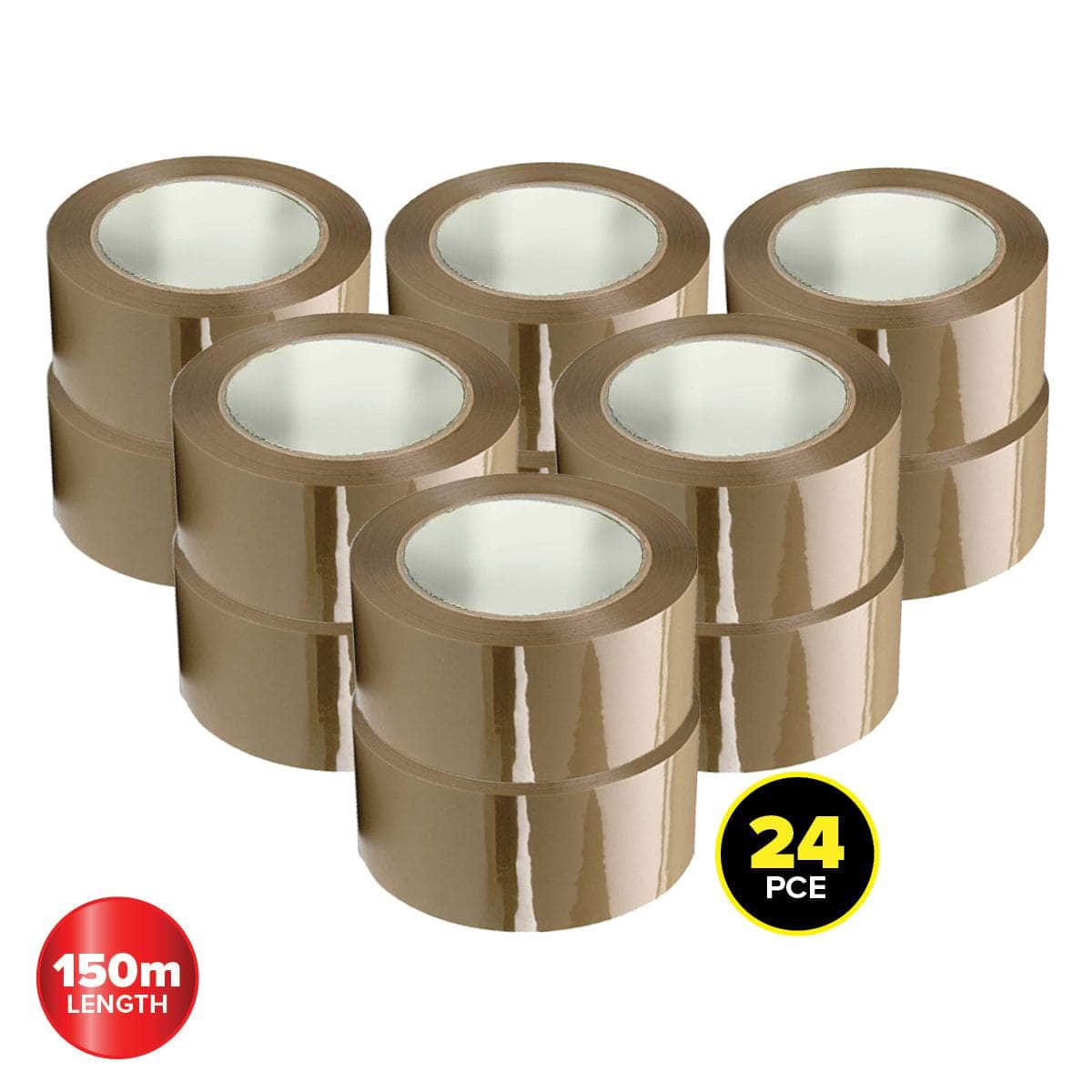 Handy Hardware 24Pce Packaging Tape Brown Multipurpose Extra Wide 150M X 70Mm