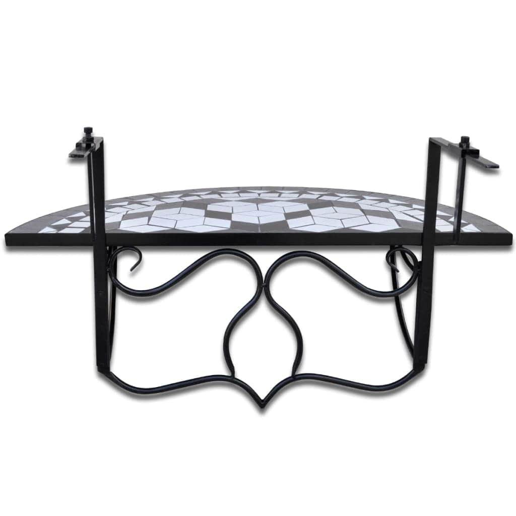 Hanging Balcony Table Black and White Mosaic - Simple deals