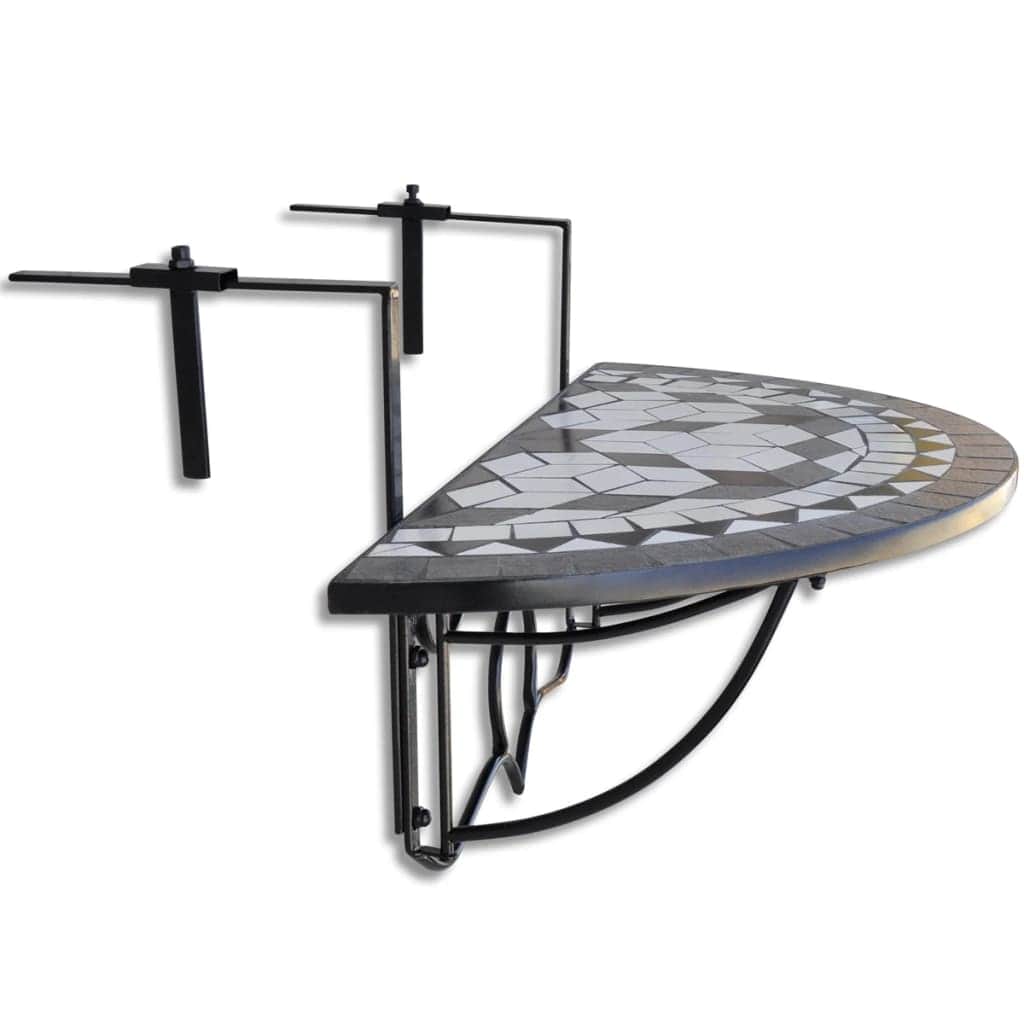 Hanging Balcony Table Black and White Mosaic - Simple deals