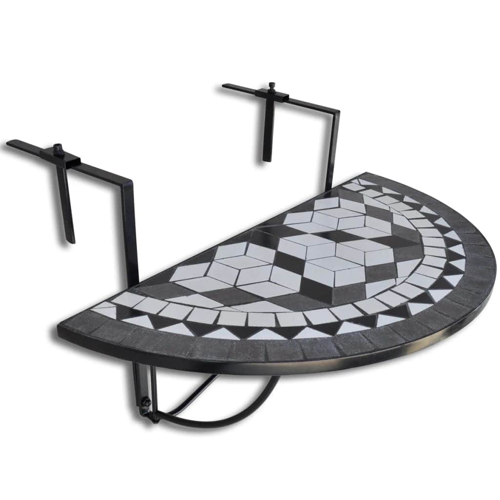 Hanging Balcony Table Black and White Mosaic - Simple deals