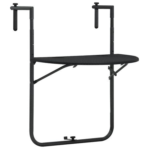 Hanging Balcony Table Black Plastic Rattan Look