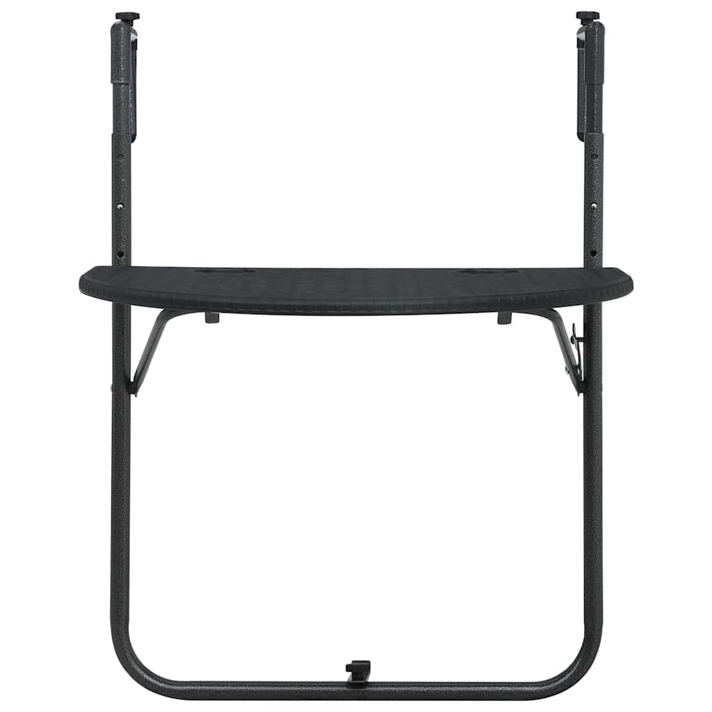 Hanging Balcony Table Black Plastic Rattan Look