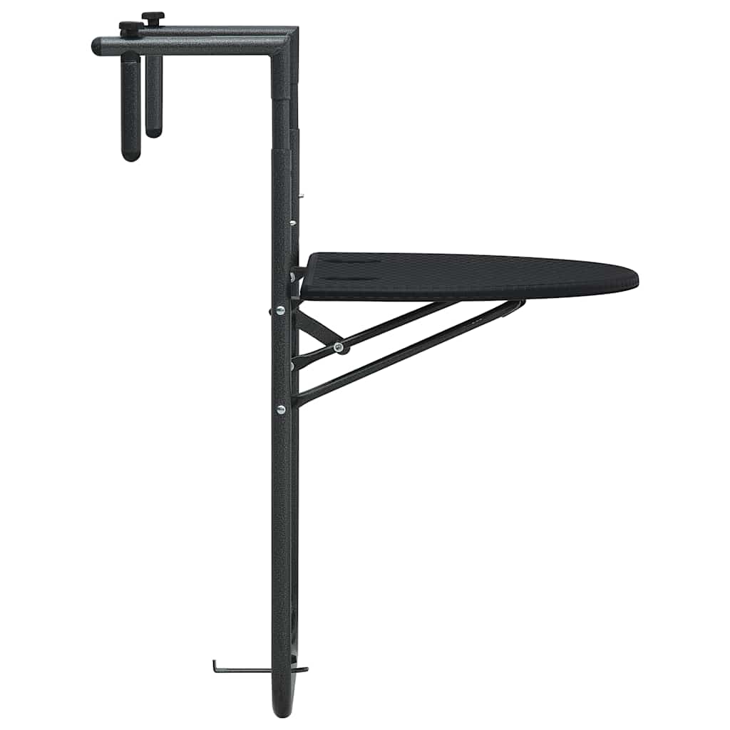 Hanging Balcony Table Black Plastic Rattan Look