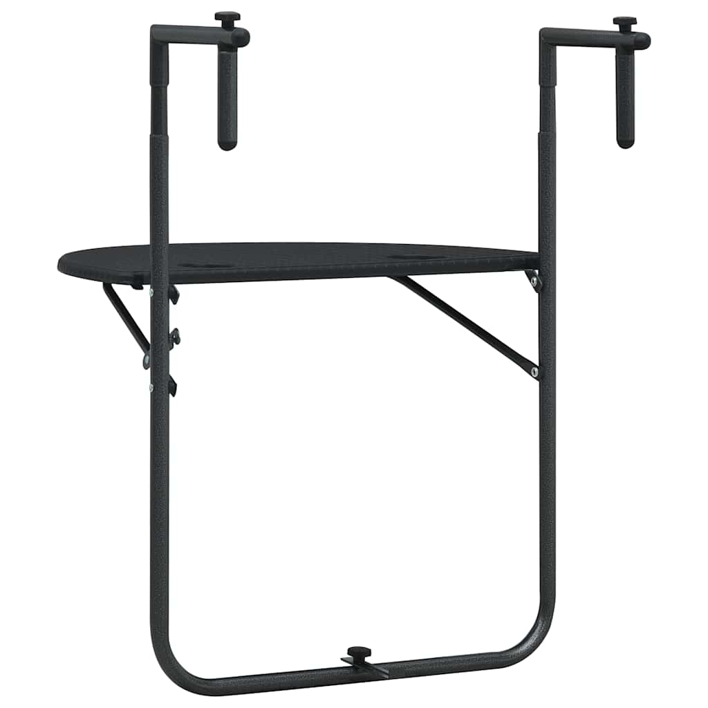 Hanging Balcony Table Black Plastic Rattan Look
