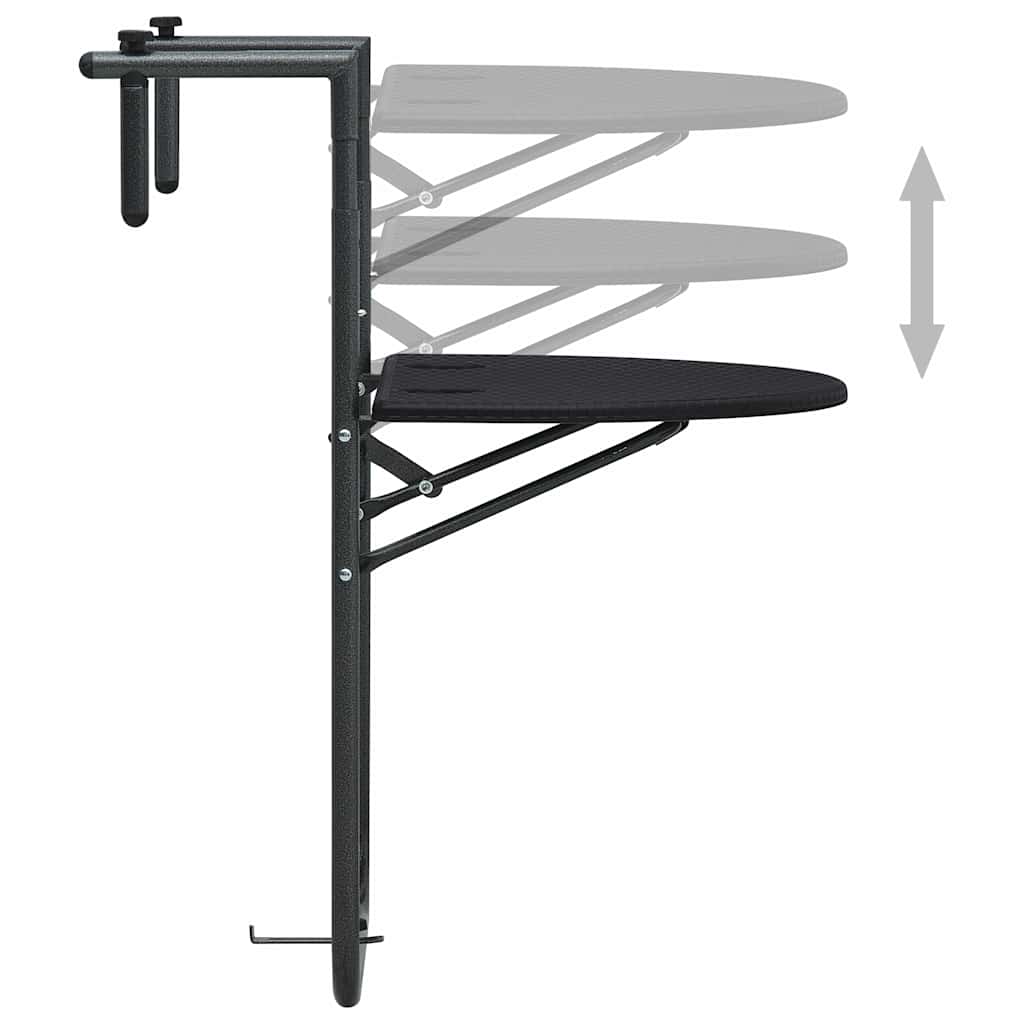 Hanging Balcony Table Black Plastic Rattan Look