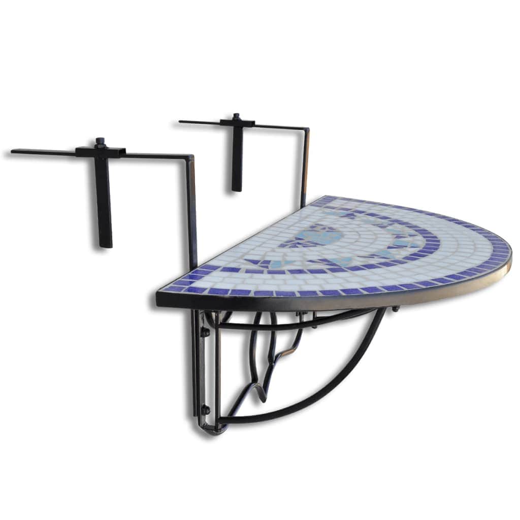 Hanging Balcony Table Blue and White Mosaic - Simple deals