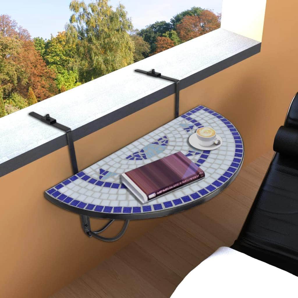 Hanging Balcony Table Blue and White Mosaic - Simple deals