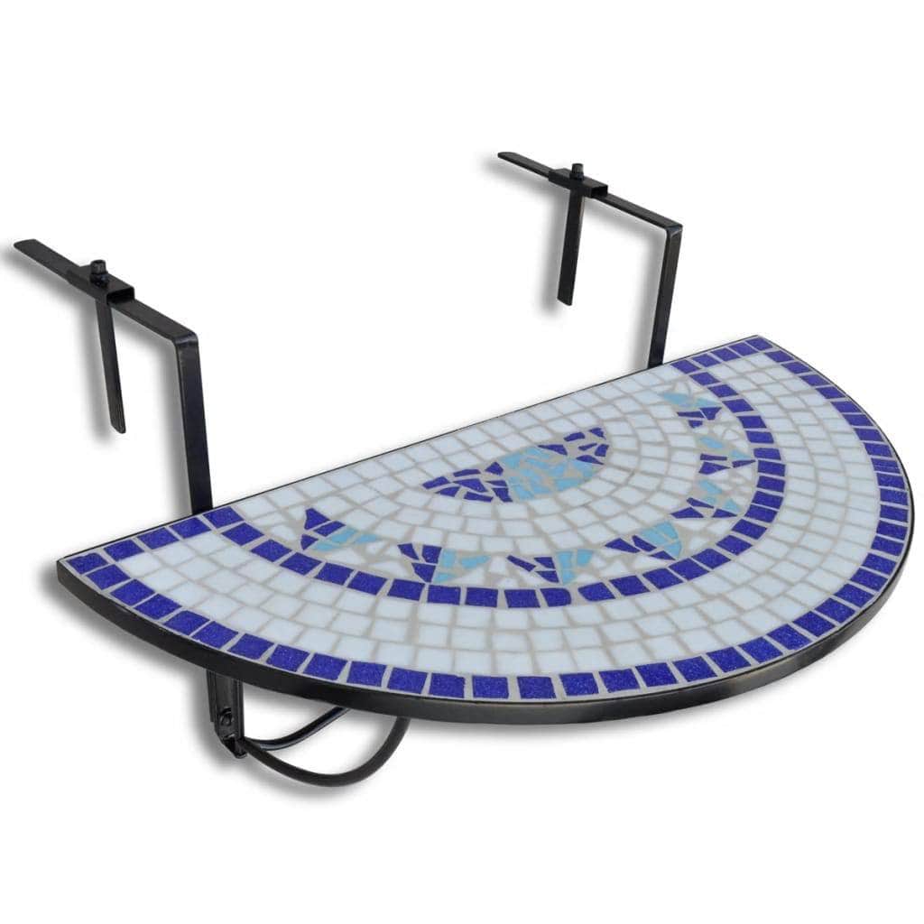 Hanging Balcony Table Blue and White Mosaic - Simple deals