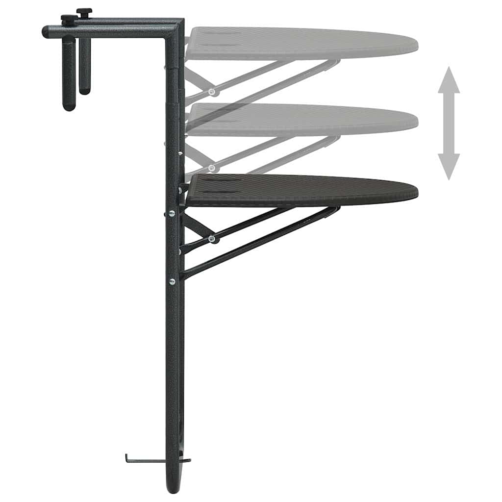 Hanging Balcony Table Brown Plastic Rattan Look