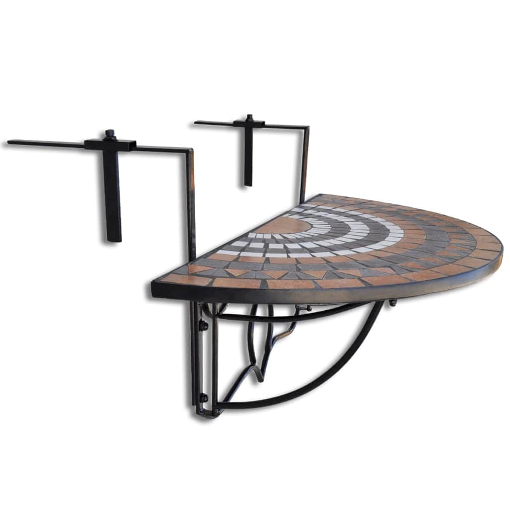 Hanging Balcony Table Terracotta and White Mosaic - Simple deals