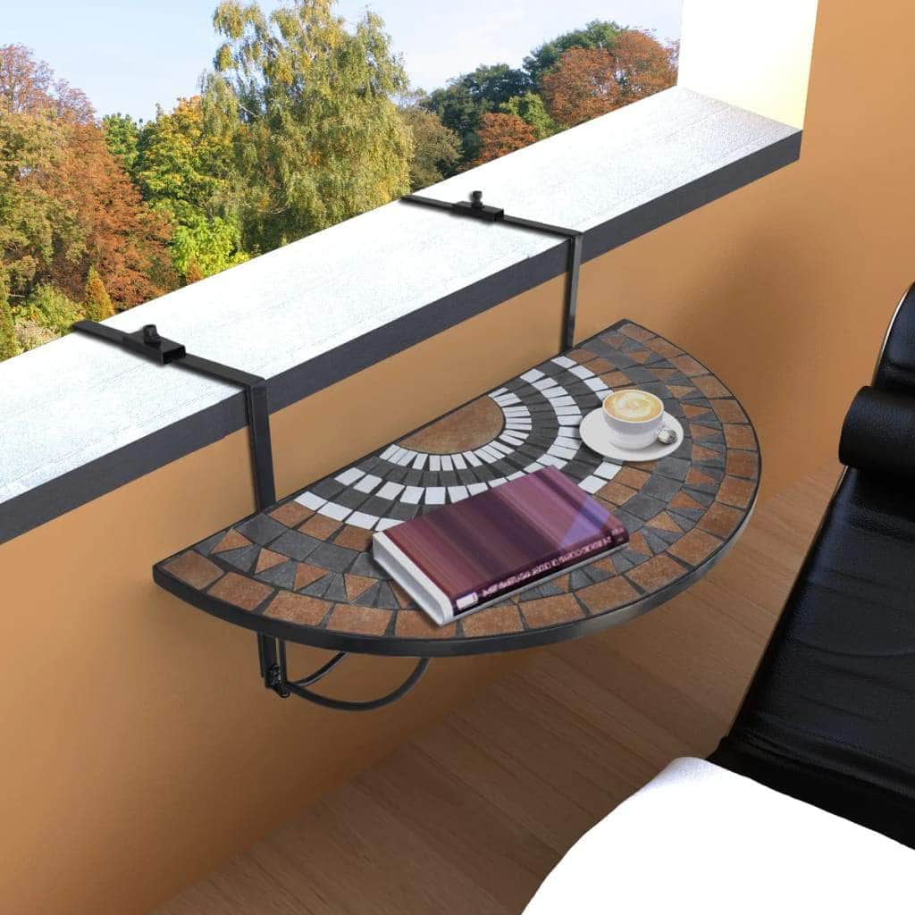 Hanging Balcony Table Terracotta and White Mosaic - Simple deals